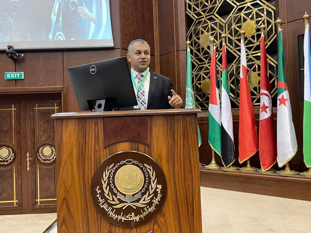 Mostafa Gad speaking at a professional event