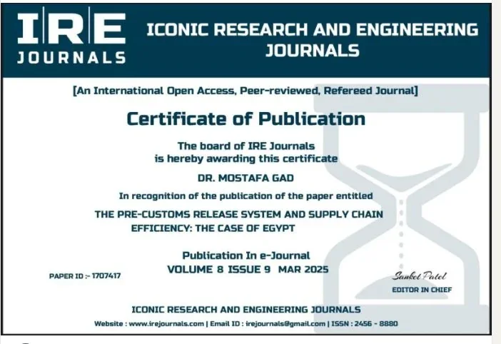 IRE Journals publication certificate